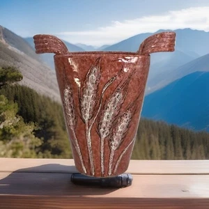 Cesta de trigo corona real italiana vintage E&R Co. cerámica artística firmada - Imagen 1 de 5