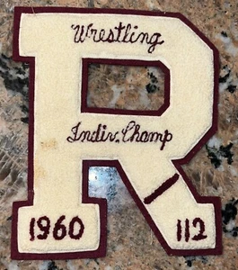 1960 Letterman's Embroidered Cardigan Patch "R" Benjamin Russell HS 8.5” X 7” - Picture 1 of 2
