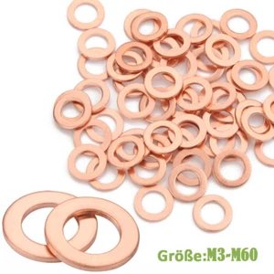 M3 M4 M5 M6 M8 M10-M60 Copper Sealing Washer Crush Sealing Flat Oil Sump Gasket - Picture 1 of 7