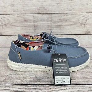 New Hey Dude Womens Wendy Sky Blue Comfortable Slip On Loafer Shoes Size 11 - Picture 1 of 6