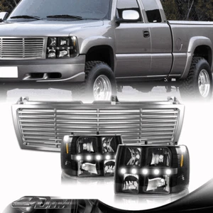 Lámpara de faros LED de 1 pieza con carcasa negra + rejilla para 00-06 Chevrolet Suburban - Imagen 1 de 3