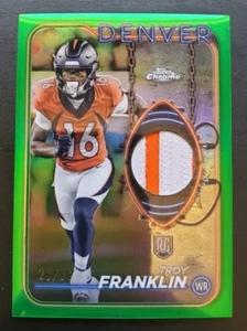 2024 Topps Chrome Troy Franklin Green Rookie Relic 26/99 #CRR-TF Denver Broncos - Picture 1 of 3