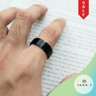 Anillo Banda Hombre Negro Lux Tungsteno Informal Talla 10.5 Foto 1 de 4