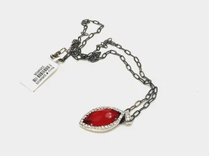 Sterling Silver Pendant 925 Jewellery Red Crystal Stone Cubic Zirconia 6.29g - Picture 1 of 8