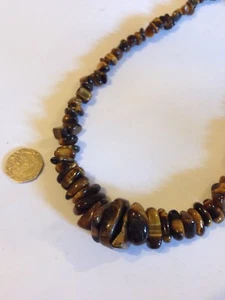 Sterling Silver & Tigers Eye Stone Necklace Adjustable Length - Picture 1 of 6