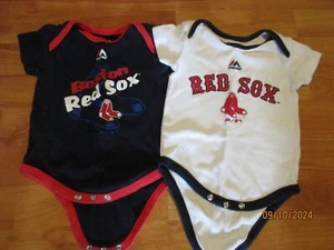 Majestic 2 pc Red Sox Baby One Piece Tops 6/9mo Preowned GUC - Picture 1 of 3