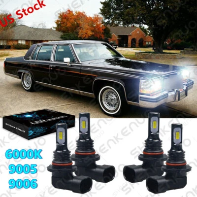 适用于凯迪拉克 Fleetwood 1987 - 1996 - 4 件组合 9005 9006 LED 车头灯灯泡套件 — 第 1/4 张图片