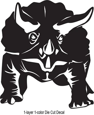 Dinosaurio - Triceratops #1 - Período Jurásico - 4-21" de ancho - Calcomanía troquelada de vinilo Foto 1 de 4