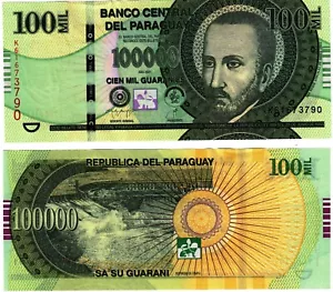 2021 Paraguay 100000 Guarnies P240 Banknote UNC - Picture 1 of 1
