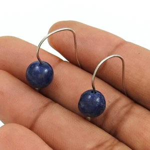 Lapis Lazuli Gemstone Solid Sterling Silver Wedding Dangle Drop Earrings Jewelry - Picture 1 of 7