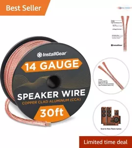 30ft 14 Gauge Speaker Wire - Clear with Easy Polarity Identification - Picture 1 of 7
