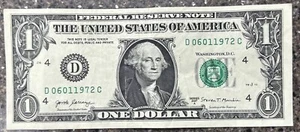 Fancy Serial Number Dollar Bill Birthday Note June 1, 1972 - Picture 1 of 6