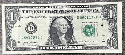 Fancy Serial Number Dollar Bill Birthday Note June 1, 1972 - Image 1 of 4