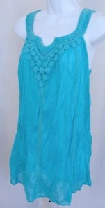 Túnica sin mangas CALYPSO ST. BARTHS azul turquesa 100 % algodón arrugado talla S - Imagen 1 de 7