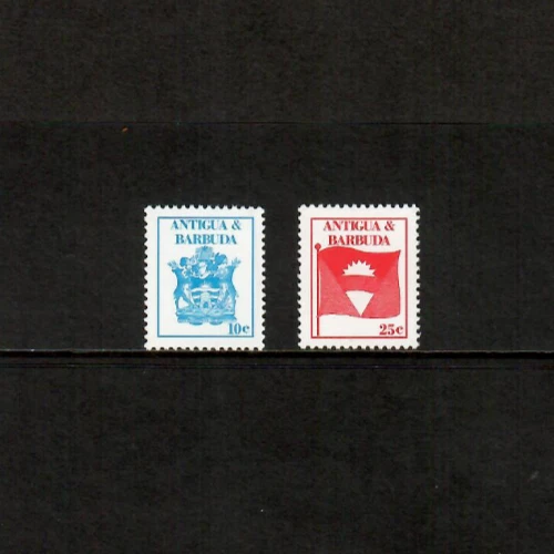 Antigua 1987 - Flag Coat of Arms - Set of 2 Stamps - Scott #988-9 - MNH - Image 1 of 1