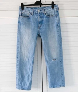 Rag & Bone Boy Jeans Size 26 Blue Denim Cropped Ripped Knee Distressed Mid Rise - Picture 1 of 18