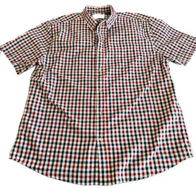 Clearwater Men's XL Short Sleeve Button Down Red and Blue Check Shirt - Image 1 of 4