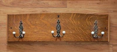 Antique Oak Drawer 6 Coat Wall Rack - Image 1 of 3