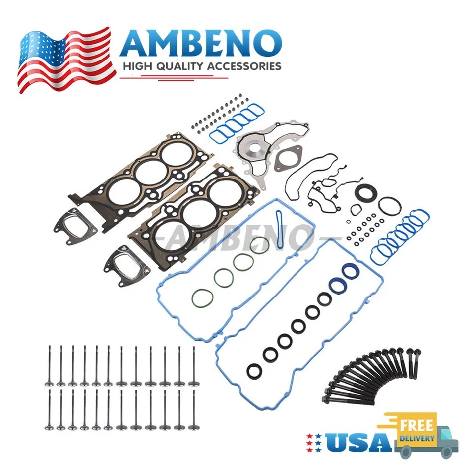 Head Gasket Set Valves Bolts Fits 2013 Ram Chrysler Dodge Avenger Jeep 3.6L - Image 1 of 4