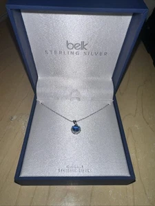 Belk & Co. Sapphire Pendant Necklace in Sterling Silver - Picture 1 of 3