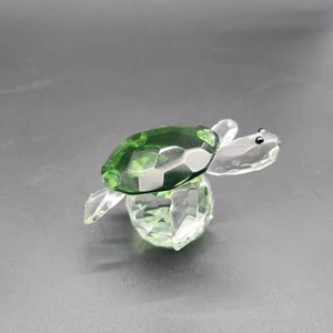 Schildkröte auf Kristallkugel Kunstglas Skulptur, Kristall Meeresschildkröte - Bild 1 von 5