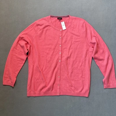 Talbots Cardigan Womens XL Pink Cotton Cashmere Blend Classic Knit Button Up NWT - Image 1 of 4