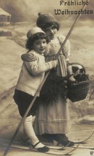 ME1784 FAMOUS MYSTERY MODEL GRETE REINWALD  SKI-ING WITH LITTLE SISTER HANNI