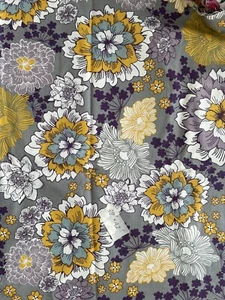 Vintage FQ Keepsake Remnt Caliso Quilt Cotton Yellow Grey Flowers Fabric 9"x 21" - Picture 1 of 2