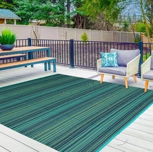 JBGO Reversible Woven Outdoor Rug, 4' x 6' Lightweight Large Plast... FMBI Sales - Picture 1 of 7