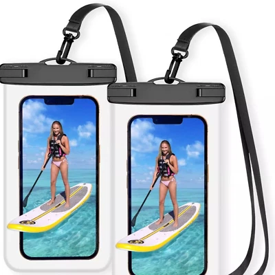 Pack Of 2 Waterproof Phone Pouch Underwater Case Cover Universal Dry Bag Mobile - Image 1 of 4