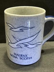 Taza de café de cerámica vintage Otagiri - Halifax Nueva Escocia gres gris y azul - Imagen 1 de 9