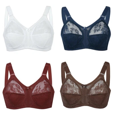 Full Coverage Bralette Wirefree All-Around Comfort Bra Floral Lace Plus Size BH - Image 1 of 4