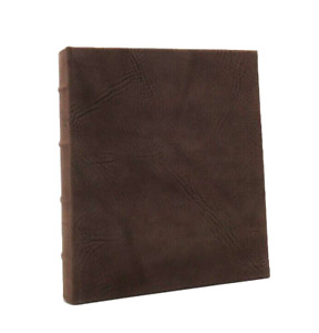 Photo Album Suede Cover 8x9 Ring Binder 72 Clear Pockets Graphic Image Brown