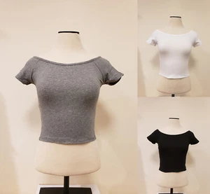 Women Basic Solid Casual Short Sleeve Cotton Crop Top Shirt RT52005 - Picture 1 of 17