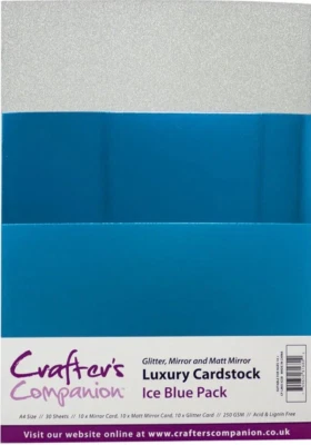 CRAFTER'S COMPANION LUXURY A4 CARDSTOCK - ICE BLUE 30/PK - GLITTER MIRROR & MATT - Image 1 of 3