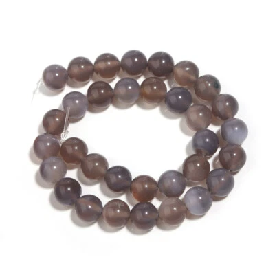 Cuentas espaciadoras redondas de piedra de ágata gris natural de 4 mm-12 mm para hacer joyas de pulsera Foto 1 de 4