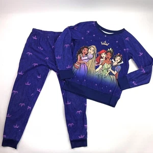 Disney Princess Flame Resistant Sleepwear Purple Pajama Set Girls Size M 8 - Picture 1 of 10