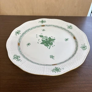 HEREND CHINESE BOUQUET GREEN CHOP PLATE/PLATTER 14" - Picture 1 of 6
