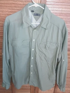 REI Camicia Pesca Uomo XL Manica Lunga Bottoni Ventilata Verde UPF 50+ Outdoor - Foto 1 di 4