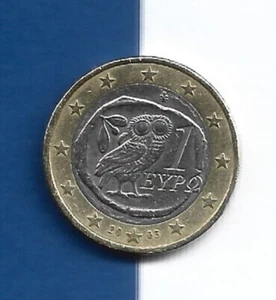 Greece 1€ One Euro bi-metallic coin 2003 . Athenian tetradrachm owl - Picture 1 of 2