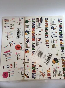 2 Vtg Scratch Wrap Gift Wrapping Paper: Math & Spelling Nip Learning Education - Picture 1 of 10