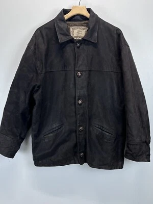 Vintage Vera Pelle Leather Coat Sz X-large Mens Brown Italian Leather Chore Barn - Image 1 of 4
