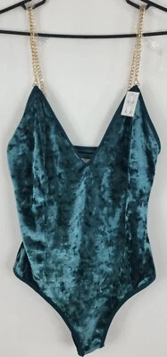 Traje corporal IJAK NUEVO CON ETIQUETAS para mujer con correa ajustable/convertible talla M terciopelo verde Foto 1 de 4