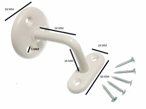 Stair hand rail bracket steel white 2 1/2 inch & screws Qty. pack of 2 - Picture 1 of 1