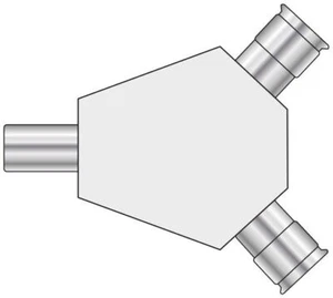 2 WAY AERIAL RF COAXIAL T SPLITTER 1xMALE 2xFEMALE ARIAL FLAT Y ARIEL TV ADAPTOR - Picture 1 of 9
