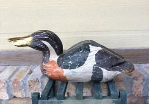 Wooden Duck Sculpture Figurine Decoy Solid Wood Hand Carved + Painted LARGE 17" - Picture 1 of 9