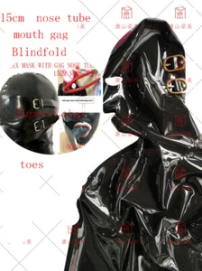 men latex catsuit with toes with Blindfold and mouth gag 15cm noe tube - Picture 1 of 4