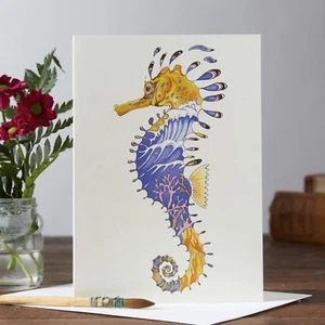 Seahorse Card Daniel Mackie DM Collection 7x5 Inch Blank 330gsm - Picture 1 of 1
