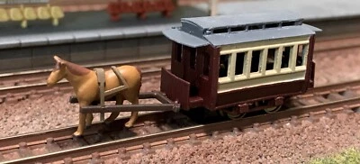 N Scale Model Horse-Drawn Railway Streetcar #1 Kit Tram Trolley Horsecar - Image 1 of 4