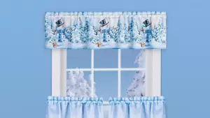 Christmas Curtains winter snowman pine Valance curtain - Picture 1 of 1